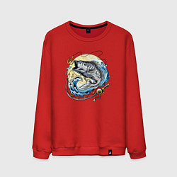 Свитшот хлопковый мужской Рыбалочка, цвет: красный