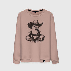 Свитшот хлопковый мужской Голубь ковбой на диком западе, цвет: пыльно-розовый