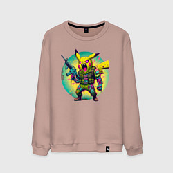 Свитшот хлопковый мужской Cool Pikachu - special forces, цвет: пыльно-розовый