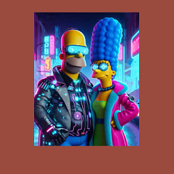 Свитшот хлопковый мужской Гомер и Мардж Симпсоны - киберпанк, цвет: кирпичный — фото 2