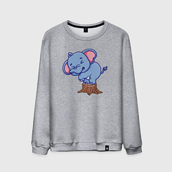 Свитшот хлопковый мужской Слонёнок на пеньке, цвет: меланж