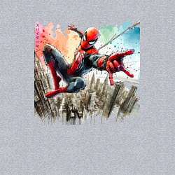 Свитшот хлопковый мужской Spider-Man watercolor sketch - ai art fantasy, цвет: меланж — фото 2