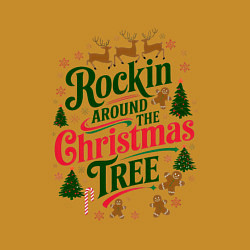 Свитшот хлопковый мужской Новогодняя атмосфера rockin around the christmas t, цвет: горчичный — фото 2