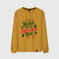 Свитшот хлопковый мужской Новогодняя атмосфера rockin around the christmas t, цвет: горчичный