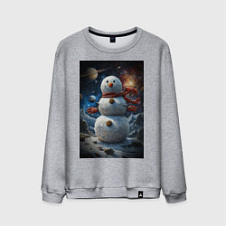 Мужской свитшот Снеговик в космосе