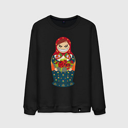 Свитшот хлопковый мужской Злобная матрёшка, цвет: черный