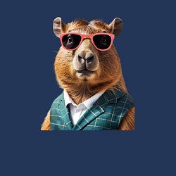 Свитшот хлопковый мужской Капибара в жилетке, цвет: тёмно-синий — фото 2