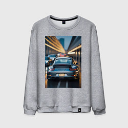 Свитшот хлопковый мужской Porsche 911 в городе, цвет: меланж