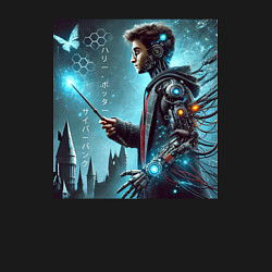 Свитшот хлопковый мужской Harry Potter with a magic wand - cyberpunk, цвет: черный — фото 2