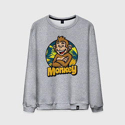 Свитшот хлопковый мужской Monkey jungle, цвет: меланж