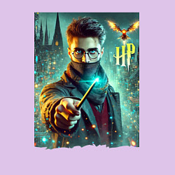 Свитшот хлопковый мужской Harry Potter with a magic wand - ai art fantasy, цвет: лаванда — фото 2