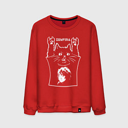 Свитшот хлопковый мужской Земфира - кот рок, цвет: красный