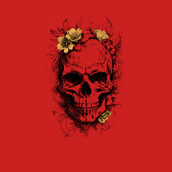 Свитшот хлопковый мужской Череп с желтыми цветами, цвет: красный — фото 2