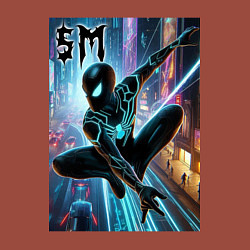 Свитшот хлопковый мужской Neon Spider-man - ai art fantasy, цвет: кирпичный — фото 2