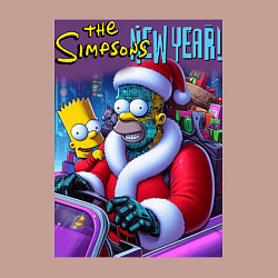 Свитшот хлопковый мужской Кибер Гомер Симпсон с сыном за рулём автомобиля, цвет: пыльно-розовый — фото 2