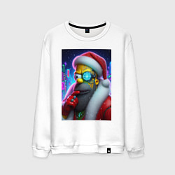 Свитшот хлопковый мужской Simpson Claus - cyberpunk, цвет: белый