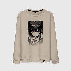 Свитшот хлопковый мужской Девушка с красными глазами, цвет: миндальный