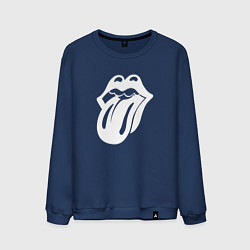 Свитшот хлопковый мужской Rolling Stones - white logo, цвет: тёмно-синий