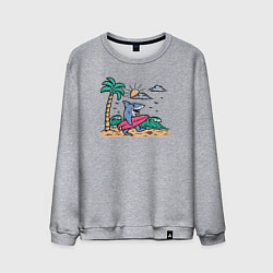 Свитшот хлопковый мужской Акула серфер, цвет: меланж