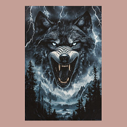 Свитшот хлопковый мужской Оскаленная морда волка, цвет: пыльно-розовый — фото 2