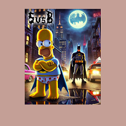 Свитшот хлопковый мужской Homer Simpson vs Batman - ai art joke, цвет: пыльно-розовый — фото 2