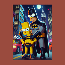 Свитшот хлопковый мужской Batsimpson with son Bart - ai art fantasy, цвет: кирпичный — фото 2
