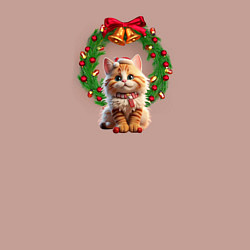 Свитшот хлопковый мужской Новогодний котик с рождественским венком, цвет: пыльно-розовый — фото 2