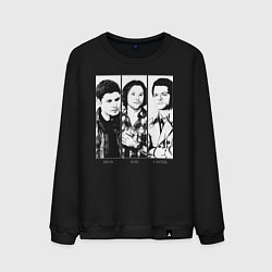 Свитшот хлопковый мужской Винчестеры трио чб, цвет: черный