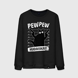 Свитшот хлопковый мужской Кот с пушками, цвет: черный