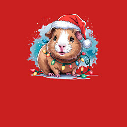 Свитшот хлопковый мужской Новогодняя морская свинка, цвет: красный — фото 2