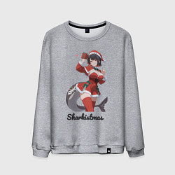 Свитшот хлопковый мужской Акулье рождество, цвет: меланж