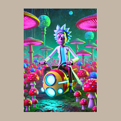 Свитшот хлопковый мужской Рик на космическом мотоцикле - нейроарт, цвет: миндальный — фото 2