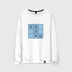 Свитшот хлопковый мужской Игра крестики-нолики, цвет: белый