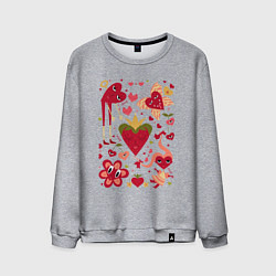 Свитшот хлопковый мужской Сердца коллаж, цвет: меланж