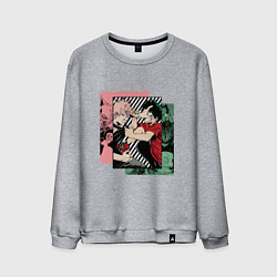 Свитшот хлопковый мужской Моя геройская академия Бакуго и Деку, цвет: меланж