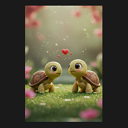 Свитшот хлопковый мужской Влюбленные черепашки, цвет: черный — фото 2