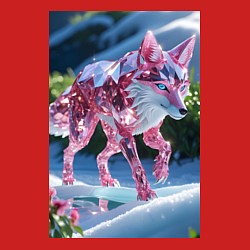 Свитшот хлопковый мужской Кристальный волк на снегу, цвет: красный — фото 2