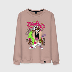 Свитшот хлопковый мужской Тасманский дьявол - Taz, цвет: пыльно-розовый
