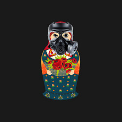 Свитшот хлопковый мужской Матрёшка в противогазе, цвет: черный — фото 2