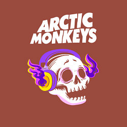 Свитшот хлопковый мужской Arctic Monkeys - неоновый череп, цвет: кирпичный — фото 2