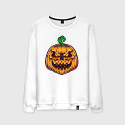 Свитшот хлопковый мужской Halloween pumpkin, цвет: белый