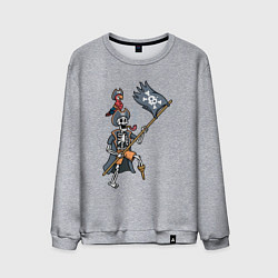 Свитшот хлопковый мужской Мёртвый пират с флагом, цвет: меланж