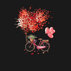Свитшот хлопковый мужской Велосипед с сердечным деревом и цветами, цвет: черный — фото 2
