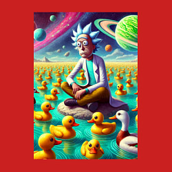 Свитшот хлопковый мужской Рик Санчес медитирует на утиной планете - нейроарт, цвет: красный — фото 2