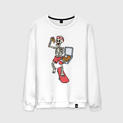 Свитшот хлопковый мужской Скейтер с пиццей, цвет: белый