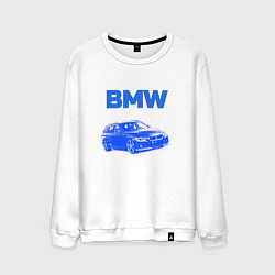 Свитшот хлопковый мужской Blue bmw, цвет: белый