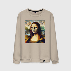 Мужской свитшот Мона Лиза превращается в кошку