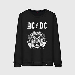 Свитшот хлопковый мужской AC DC rock dog, цвет: черный