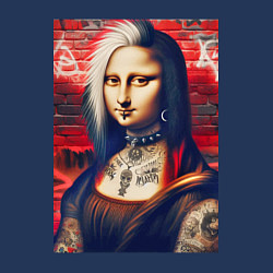 Свитшот хлопковый мужской Мона Лиза - панк в татухах, цвет: тёмно-синий — фото 2