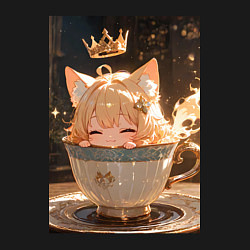 Свитшот хлопковый мужской Кошечка с короной в чашке, цвет: черный — фото 2